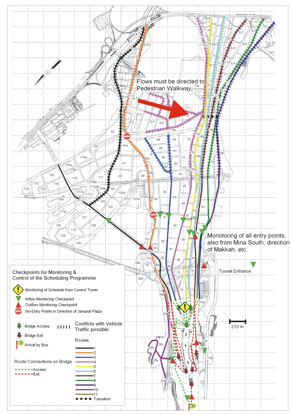 Enlarged view: Routes and checkpoints Jamarat